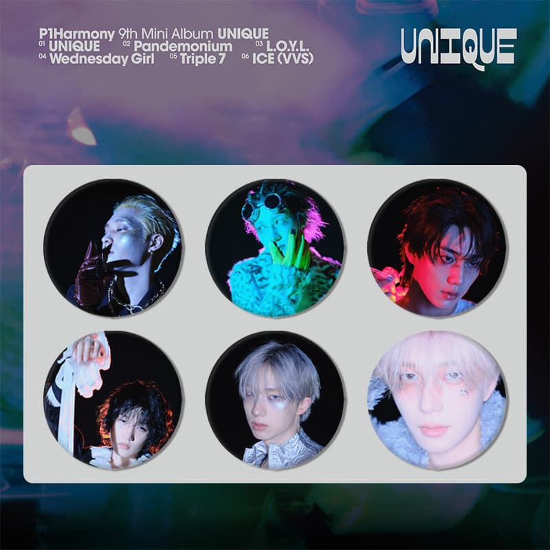 P1Harmony Mini 9th Album "UNIQUE" Teaser Photo Badge Mirror Keychain Star Merchandise