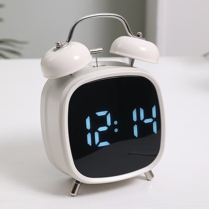 Loud Metal Bell Alarm Clock LED Clock for Heavy Sleepers GH8032 Student Wake-Up Aid