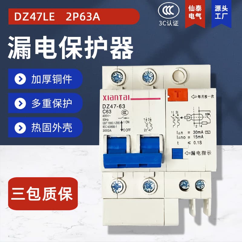2p63a Leakage Circuit Breaker Small Size Leakage Switch Wenzhou Factory Sales Protector Electric Power Protection