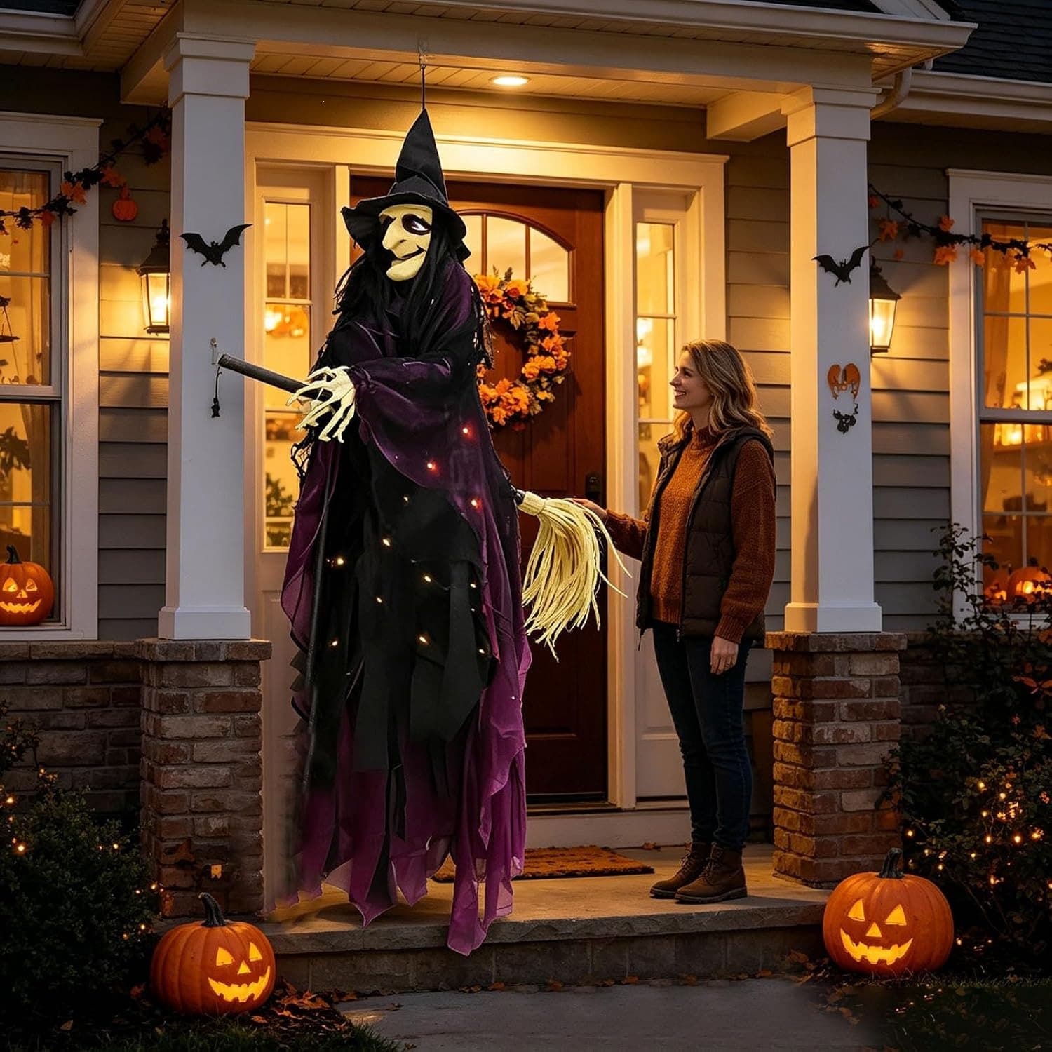 Cross-border Hanging Flying Witch Halloween hanging flying witch courtyard atmosphere decoration pendant