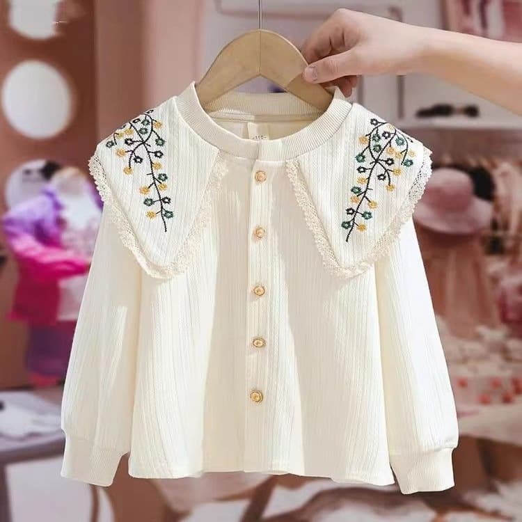 Girls' shirts spring and autumn tops doll collar jacket 2026 new style fashionable children's shirts for middle and large children