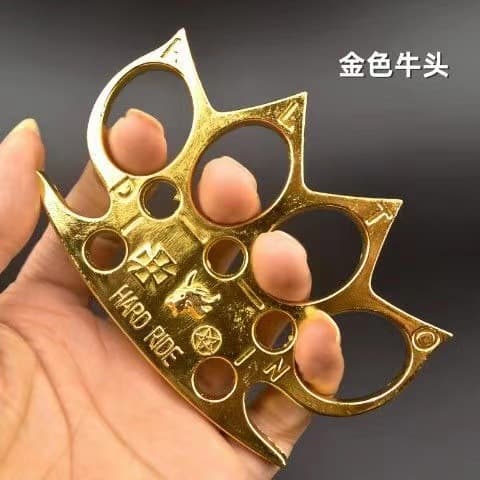 Rhino Bull Head Knuckle Duster Four-Finger Punch Protector Self-Defense Legal Knuckle Gloves Martial Arts Window Breaker
