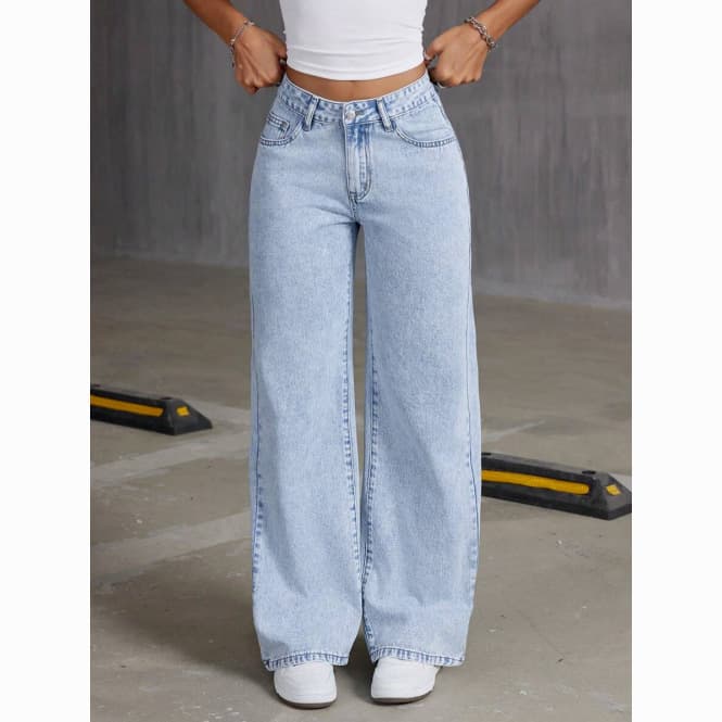 2026 New Summer Women's Casual Loose Straight-Leg Wide-Leg Jeans for Amazon Cross-Border Trade