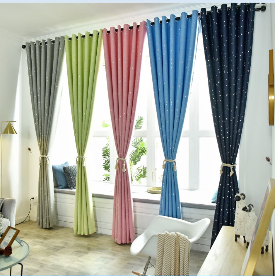Factory Direct Silver-Star Printed Full Blackout Curtain Fabric Competitive Price Custom Processing Available