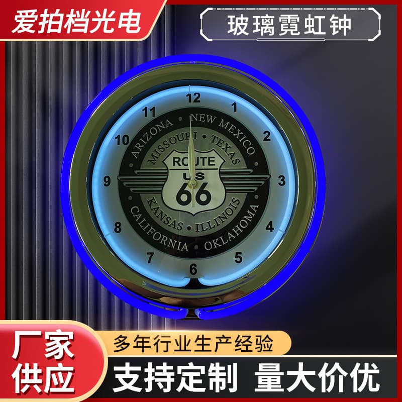 Neon Clock American Retro Neon Light Bar Shop Glowing Sign 6mm 8mm 10mm 12mm Glass Neon Clock