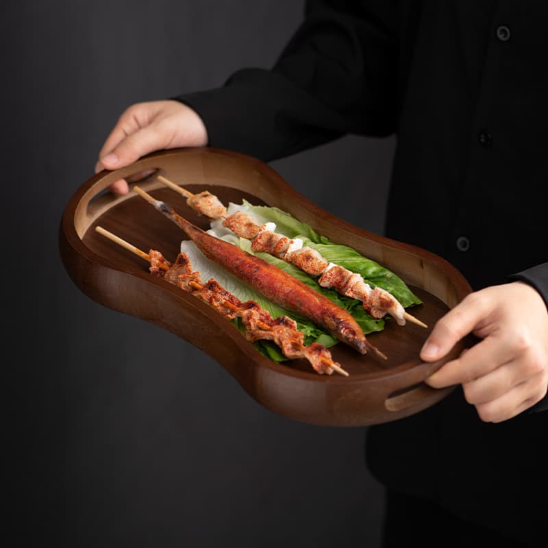 Natural bamboo multifunctional tray household barbecue plate afternoon tea fruit plate tea set wine storage presentation tray