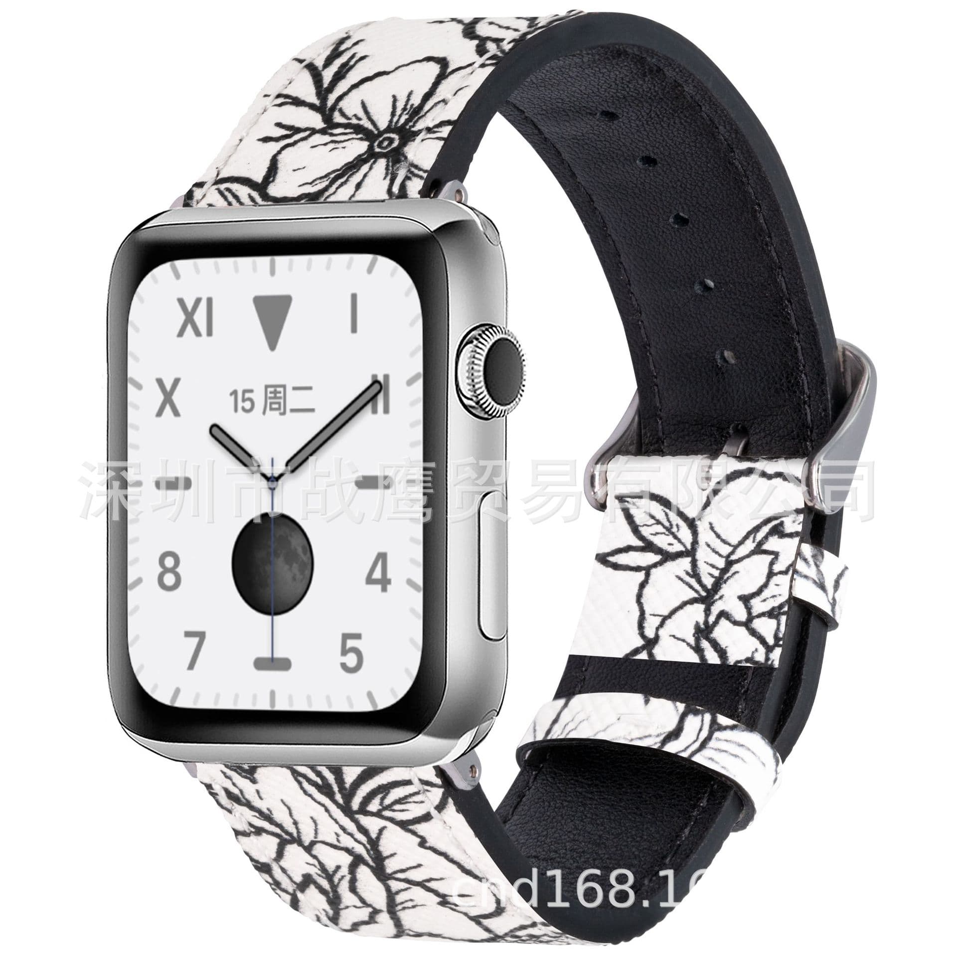 Cross-border bestseller compatible Apple Watch leather strap iwatch 4567 patterned cowhide strap for women