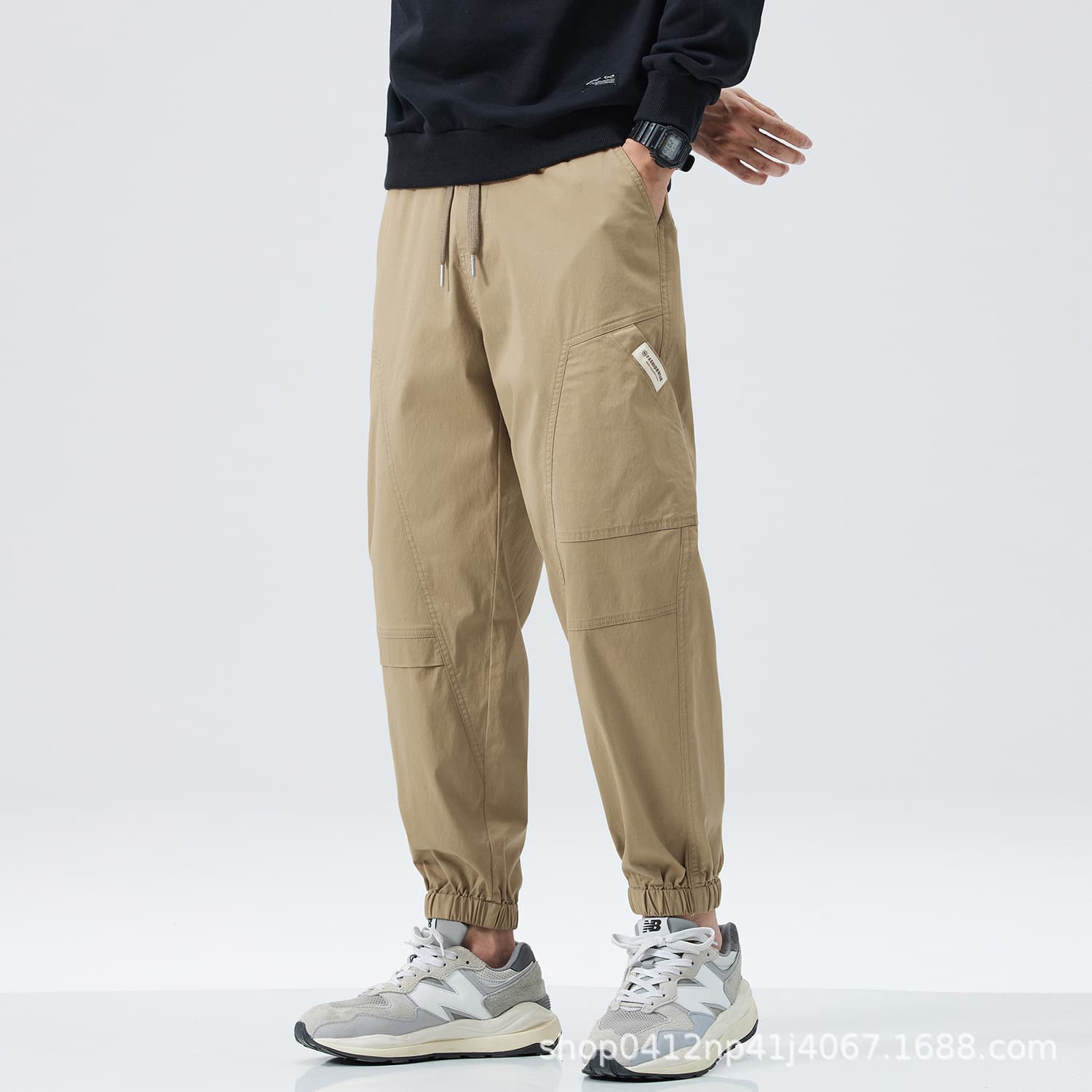 Khaki Jogger Casual Pants for Men Summer 2026 New Style Simple Cargo Pants Loose Sports Long Trousers