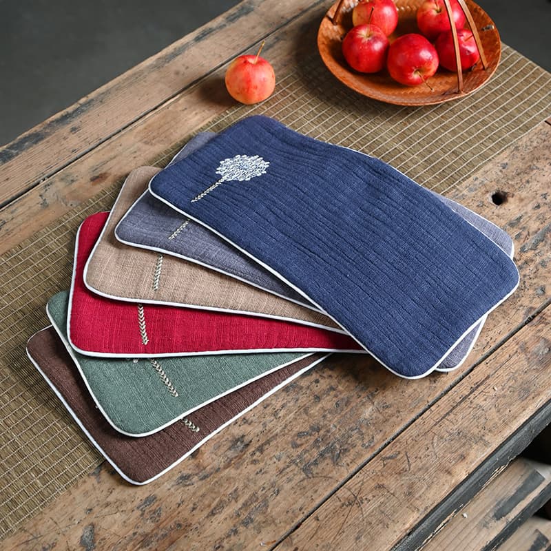 Embroidered Cotton Linen Tea Towel Dry Soaking Cloth Chinese Style Household Absorbent Thickened Teapot Care Cloth Tea Mat Tablecloth Zen Insulation Wholesale