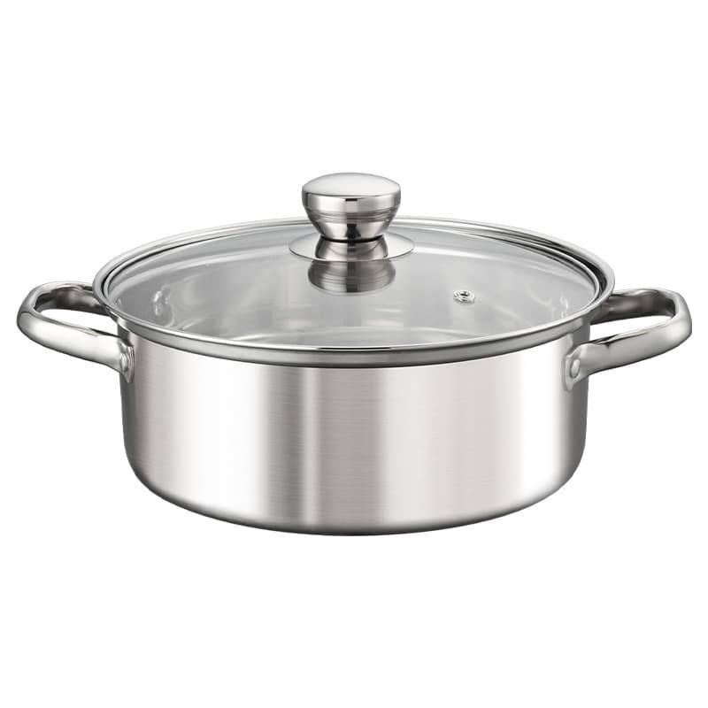 Food-Grade 304 Stainless Steel Thickened Clear Soup Pot, Large Capacity, Induction Cooker Compatible Hot Pot Basin