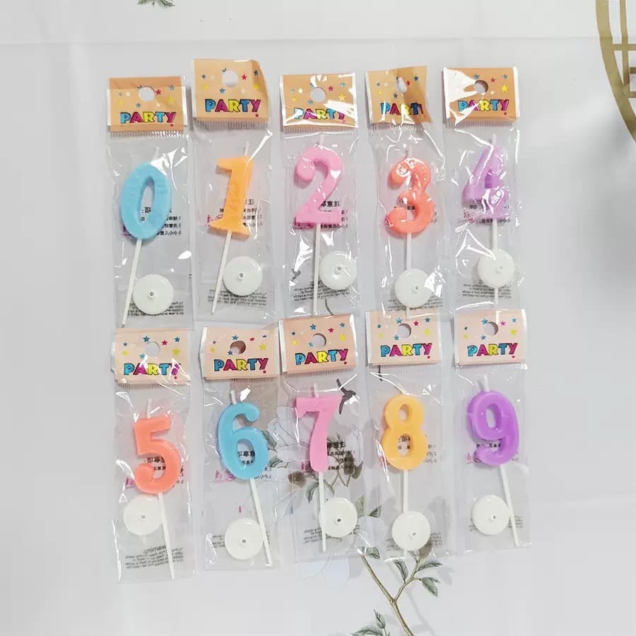 Colorful digital birthday candles individually packaged with base for birthday wishing party cake decoration baking supplies