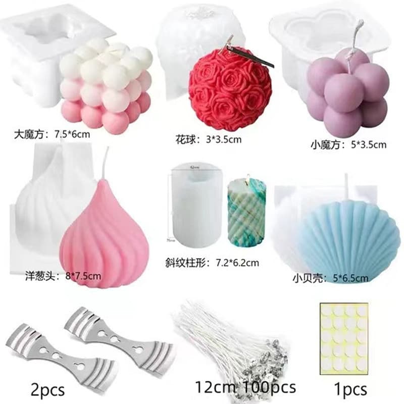 Cross-border Amazon scented candle diy set Rubik's cube ball onion shell flower ball geometric plaster silicone mold