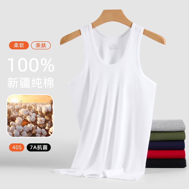 Men's Vest 100% Cotton Breathable Sleeveless Tank Top Comfortable Inner Wear White Undershirt Big Size