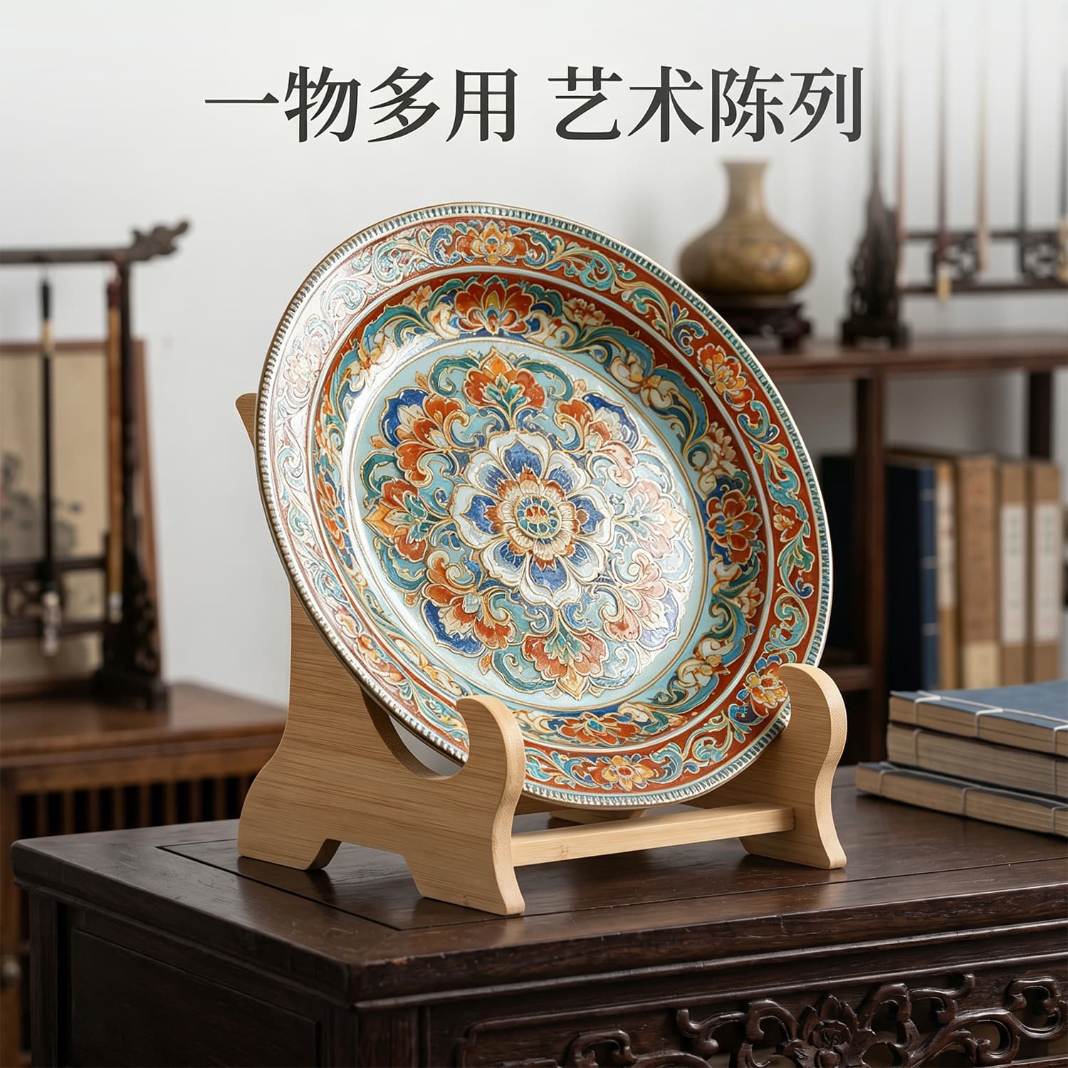 Bamboo Tea Cake Stand Storage Rack Craft Display Tray Pu'er Tea Cake Round Rack