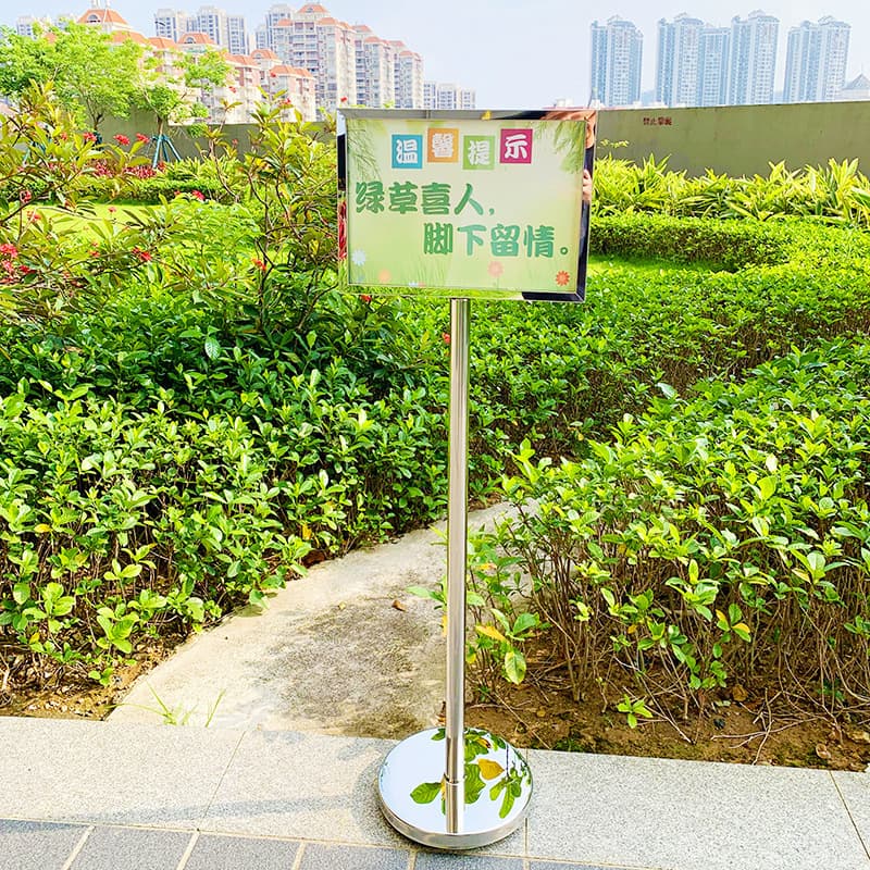 Stainless steel standing signs, display boards, water-resistant placards, vertical indicators, 3-tier display stands, outdoor directional signs, 4-tier warehouse labels by Leide Zhu.