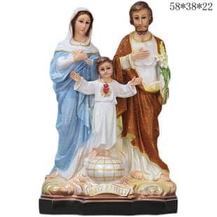 60 Holy Family Three-Person Resin Shining Craft Three-Dimensional Original Statue Painted Colored Decoration 58*38*22