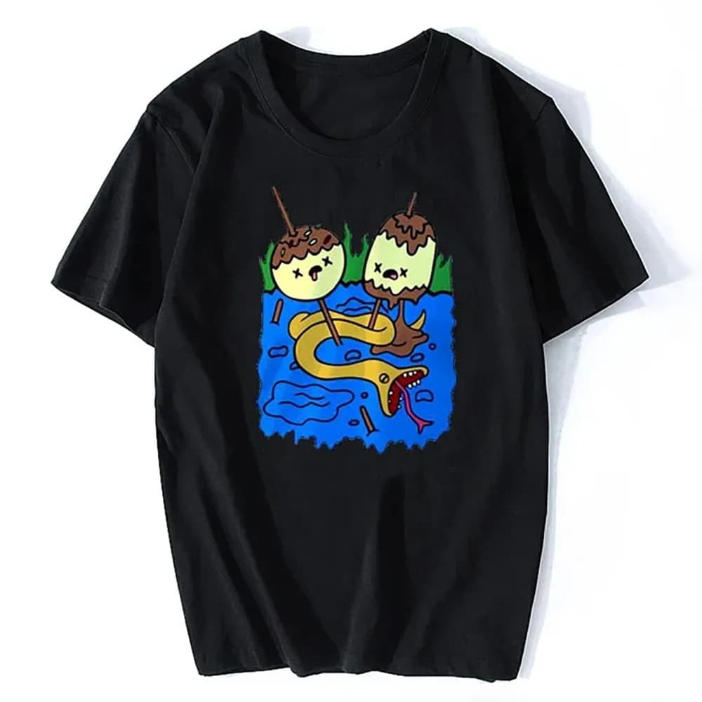 Fashion Rock Chewing Princess Men's T-Shirt Casual Cotton Short Sleeve Adventure Time T-Shirt Summer Men's Funny