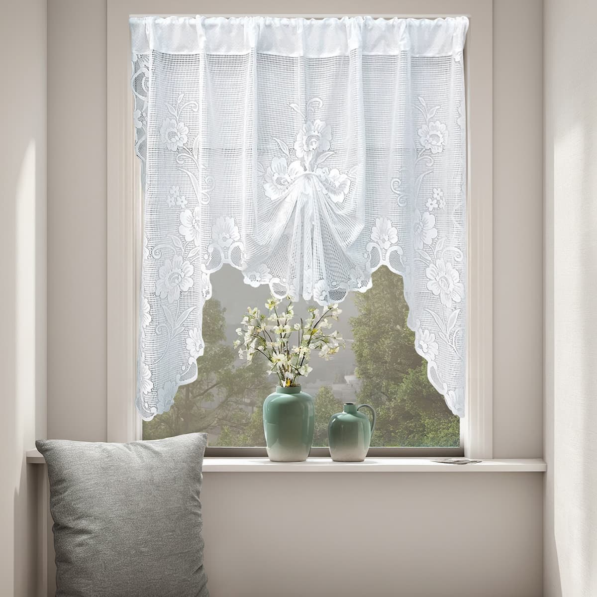 Butterfly Style Drawn Curtains White Lace Curtain Sheer Kitchen Partition Door Curtain Modern Minimalist Half Light Filtering