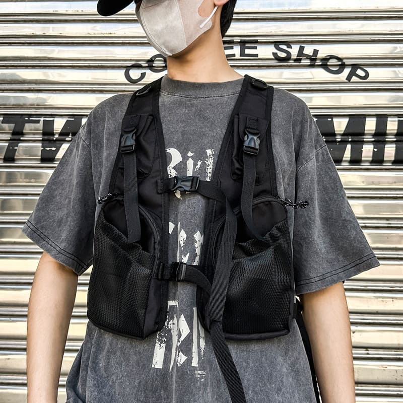 Trendy brand vest summer retro Japanese style multi-pocket vest men's outdoor workwear wholesale waistcoat functional tactical workwear