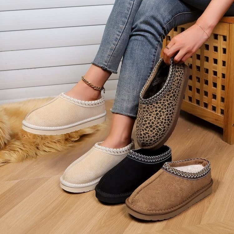 Women's Snow Boots 2025 Winter New Retro Ethnic Style Thick Sole Velvet Lace Leopard Print Handmade Snow Boots Wholesale