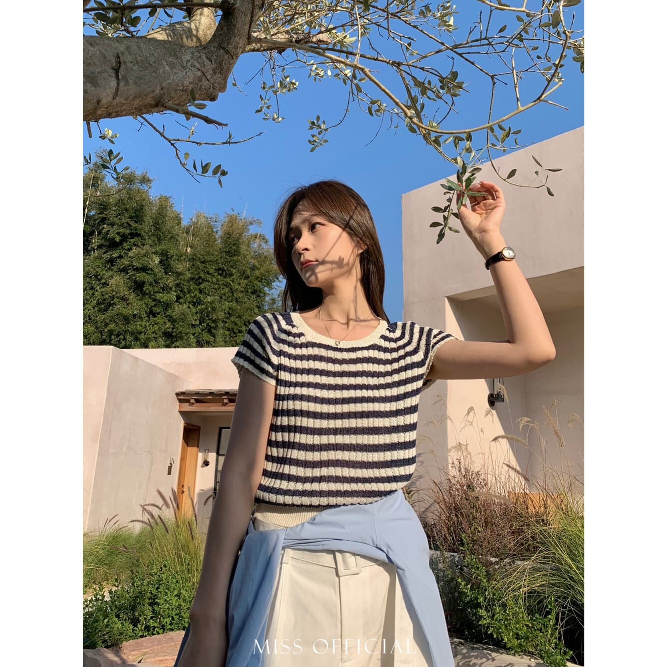 Early Spring 2026! [MISS Misijia] High-Quality Washi Paper Yarn Short-Sleeve Pullover Knitwear 1755