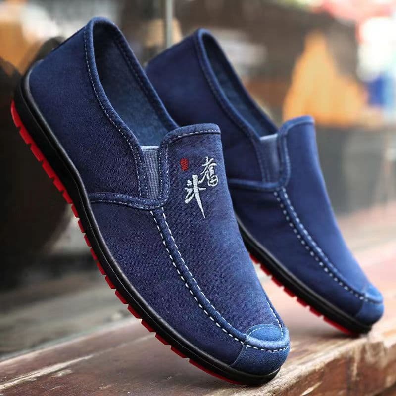 Spring/Autumn New Style Old Beijing Cloth Shoes with Fleece, Warm and Comfortable Casual Men's Slip-on Work Shoes