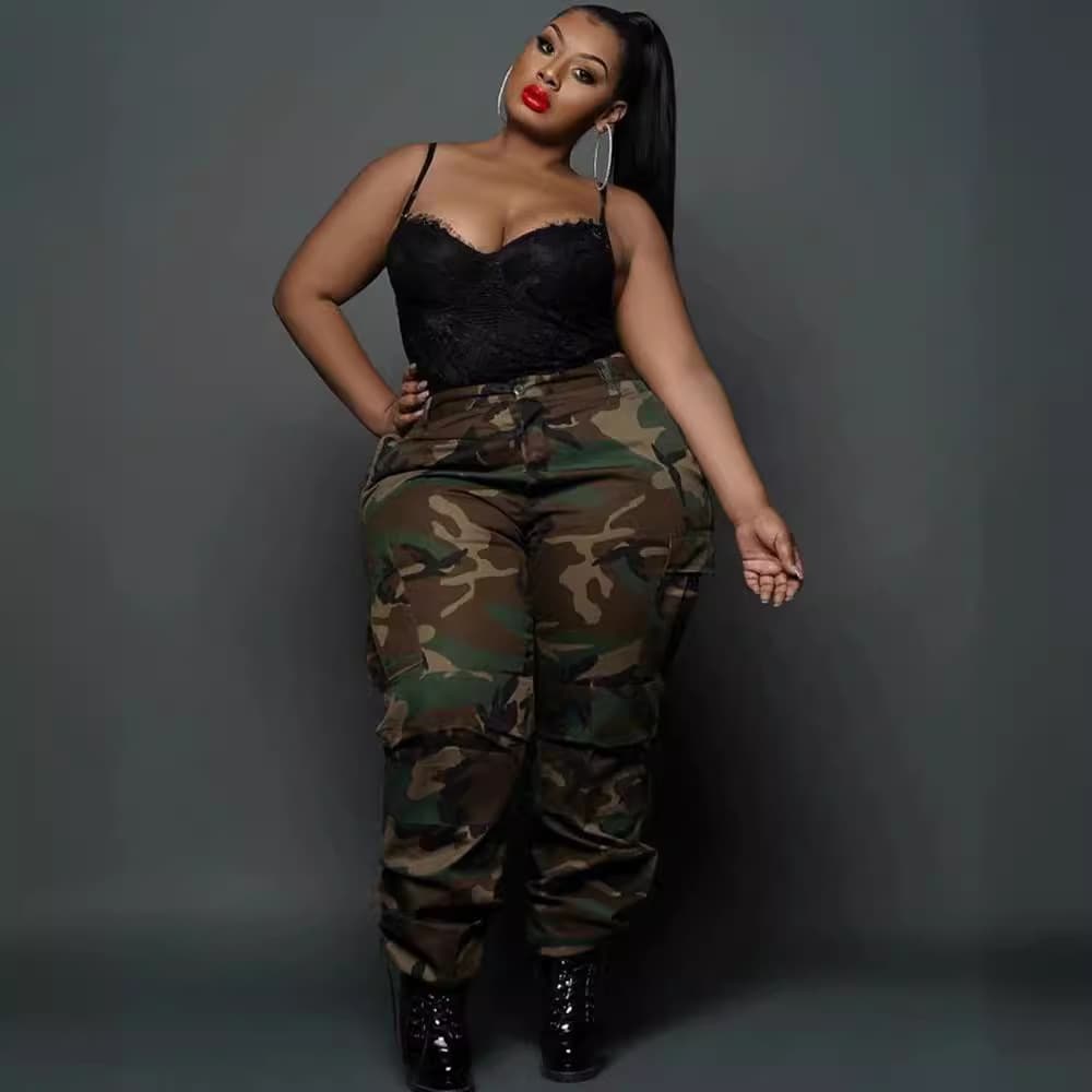 European and American New Style, Hot Selling on Amazon Independent Site, Street Casual Sport Camouflage Print Plus Size Pants Bottom Wear