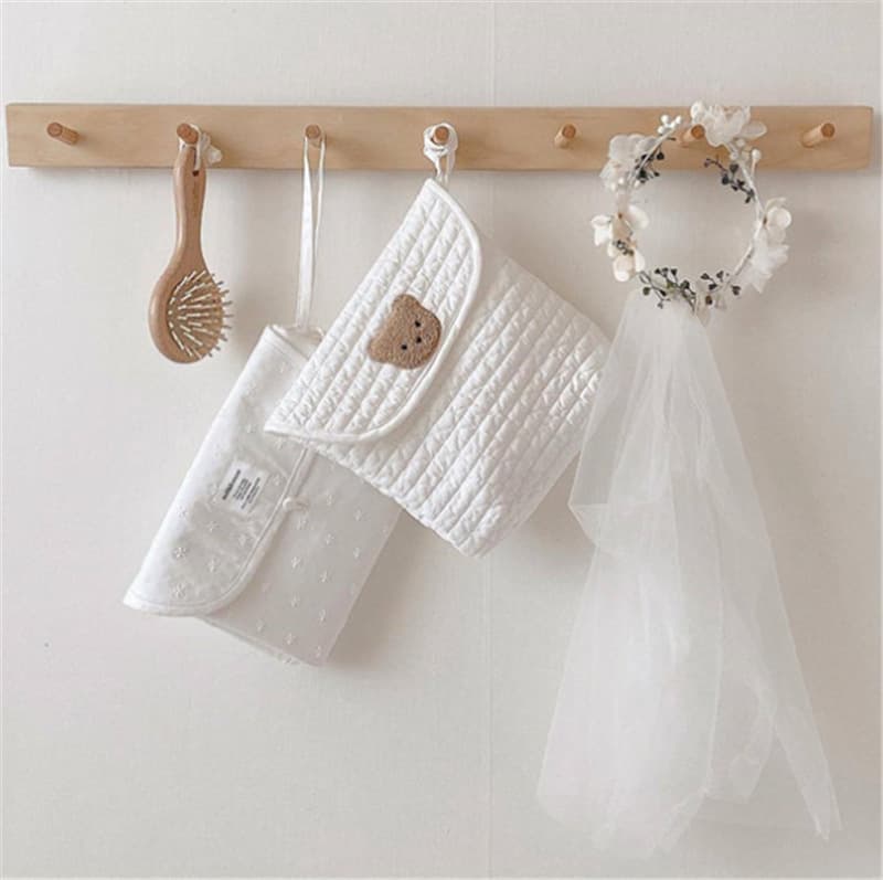 Ins Korean Baby Diaper Storage Bag Cute Bear Multifunctional Portable Clothes Diaper Bag