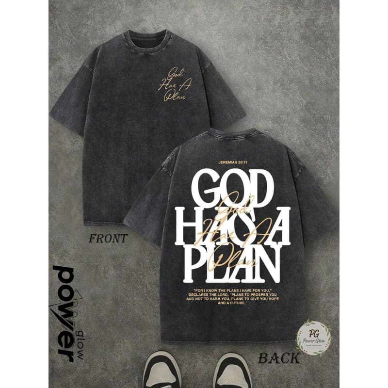 Tee Has A Plan Graphic Tee Double-Sided Print Washed T-Shirt