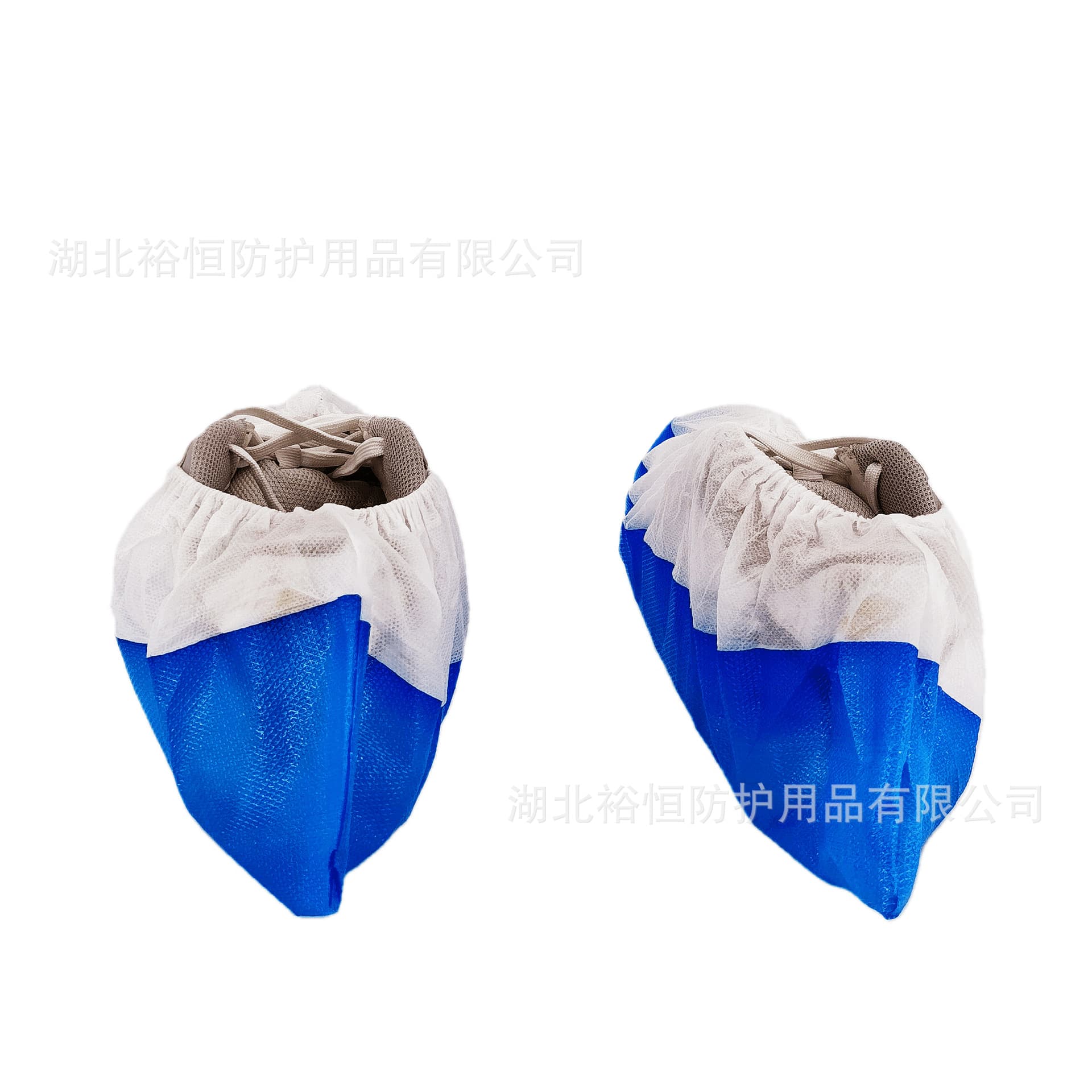 Factory direct sale ready stock disposable blue white thickened shoe covers PP+CPE plastic semi-laminated non-woven shoe covers waterproof