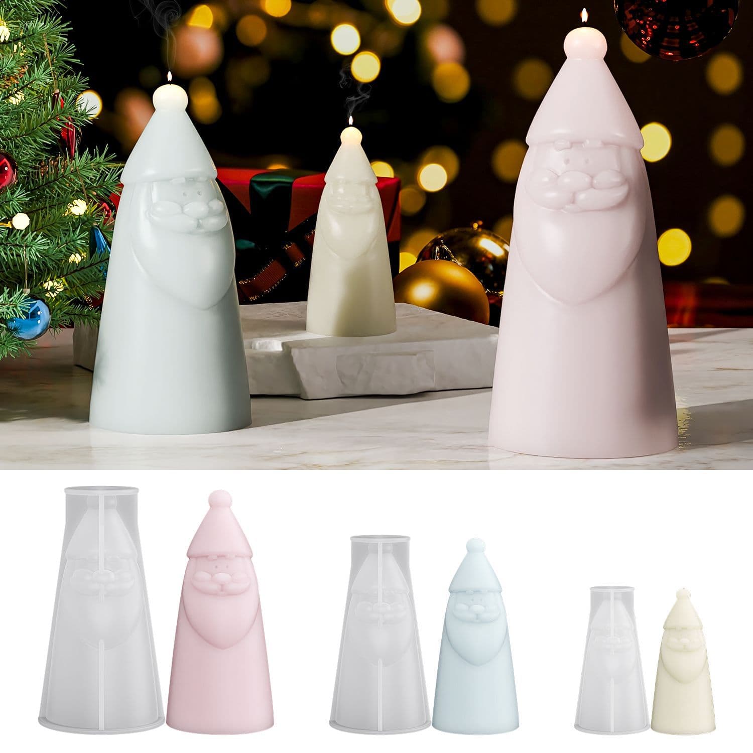 Proud DIY Santa Claus Plaster Ornament, Resin Mold, Candle Aroma Christmas Silicone Mold