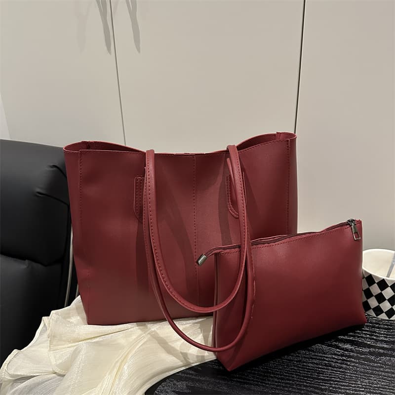 Large Capacity Two-in-One Bag for Women 2025 New Fall Shoulder Bag Color-Block Retro Tote for School and Commute