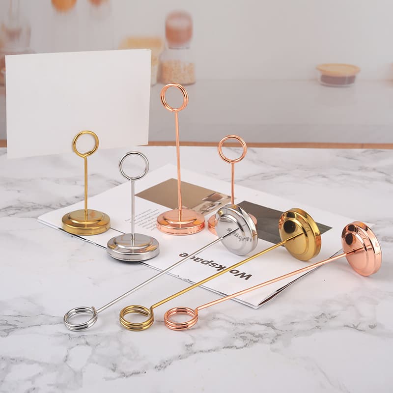 Ready stock stainless steel menu clip wedding hotel banquet restaurant menu stand gold-plated round menu table card