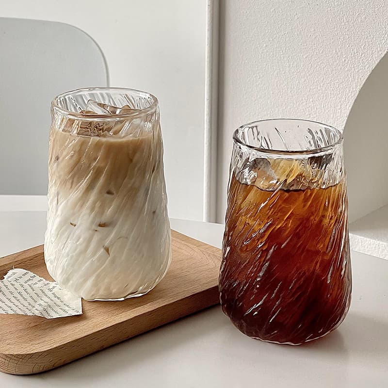 Retro Cyclone Large-Capacity Iced American Latte Cup High-Value Heat-Resistant Glass Cup with Handle Coffee Cup Beverage Cup