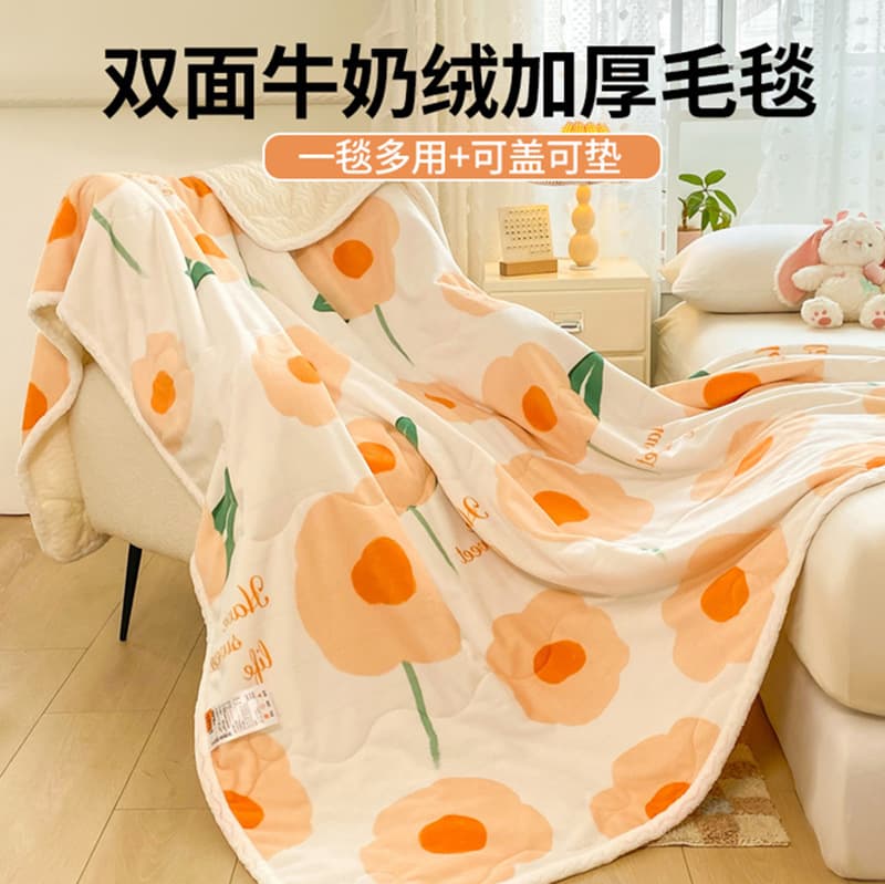 Winter milk velvet blanket office nap shawl blanket air conditioning sofa cover blanket coral velvet single nap blanket