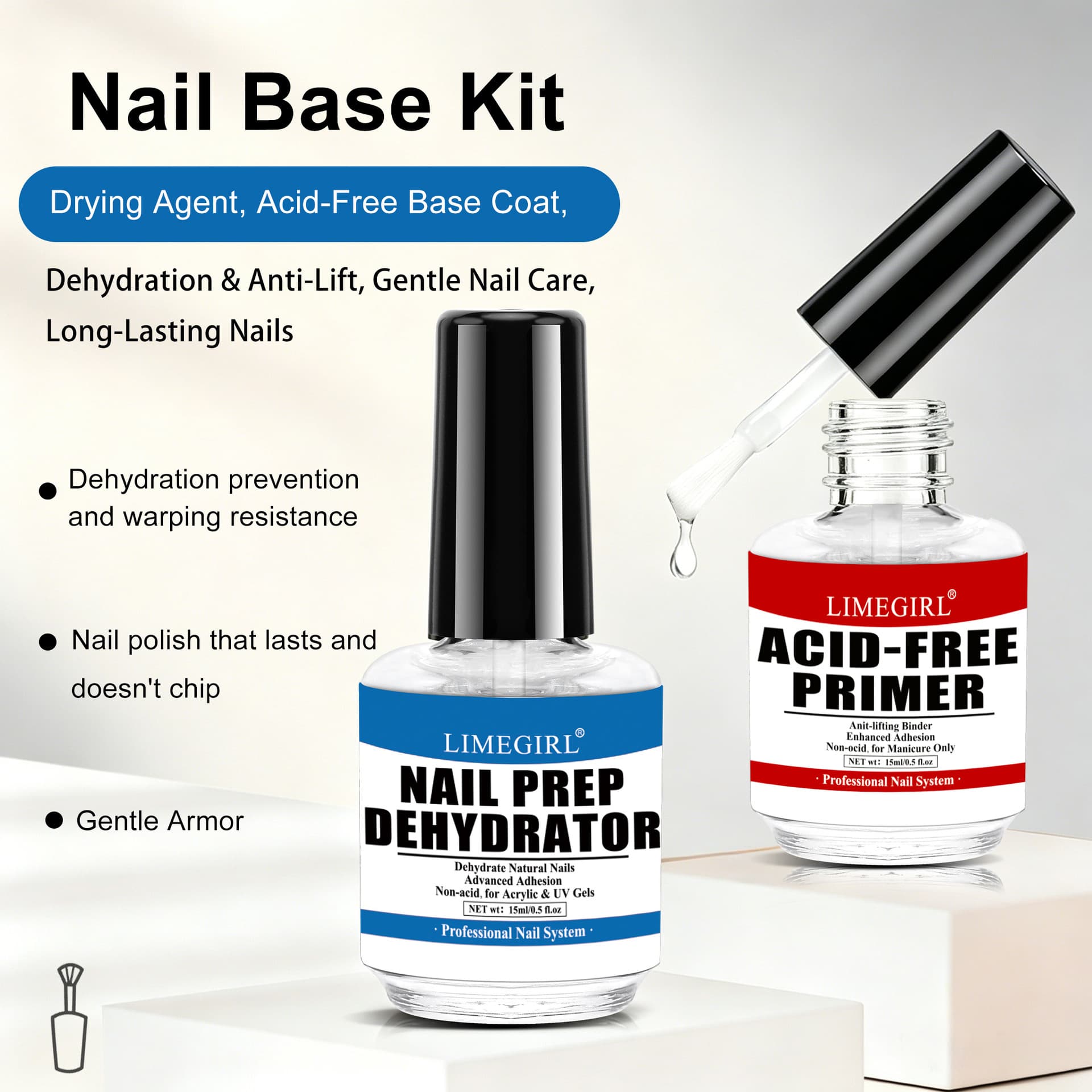 Cross-border Acid-free Primer + Dehydrator Gel Polish Professional Nail Primer Set Anti-lifting Anti-peeling