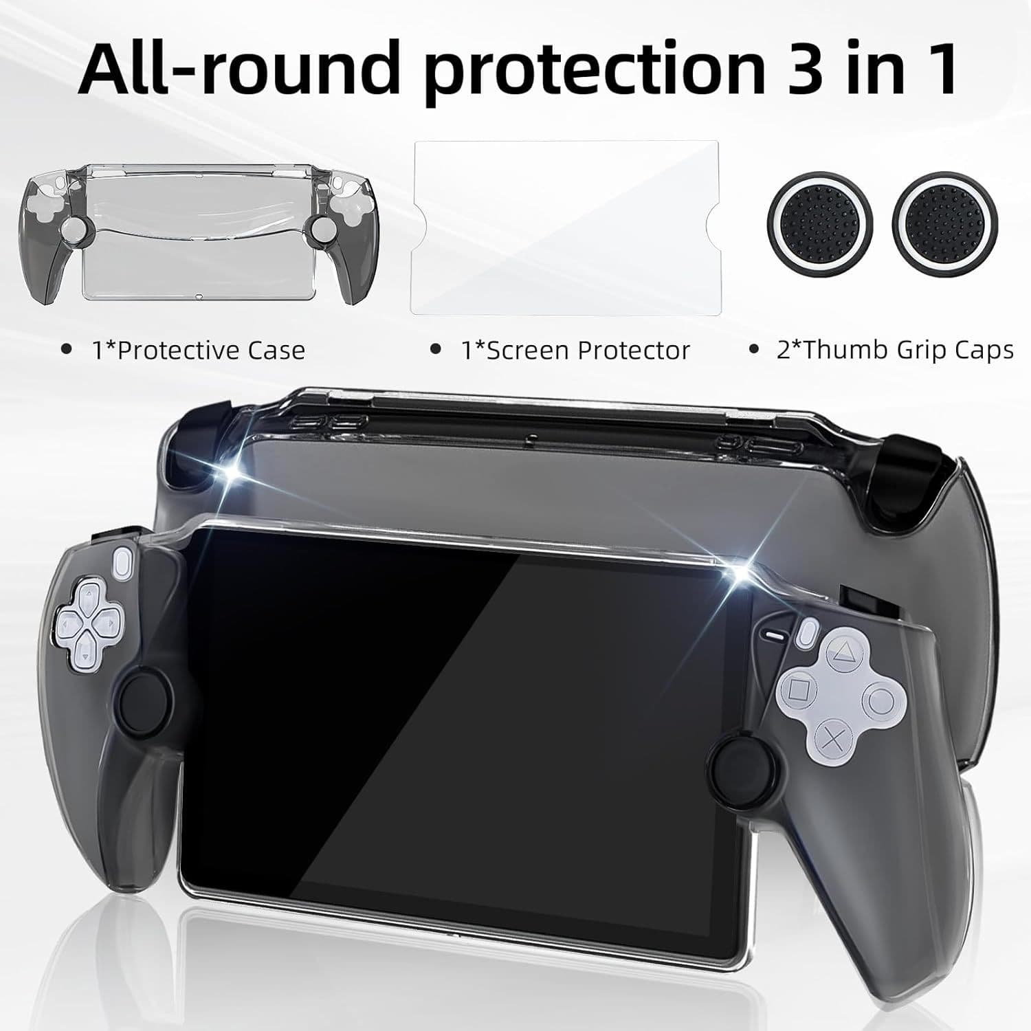 Crystal Protective Case for PlayStation Portal Remote Play PS5 Streaming Handheld PC Box with Protective Film And Hat