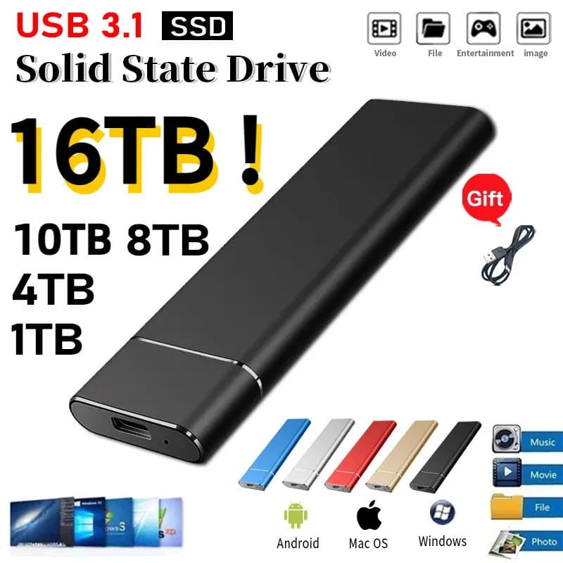 M.2 Mini SSD High-Speed Transfer 1TB 2TB Portable External Hard Drive Large Capacity