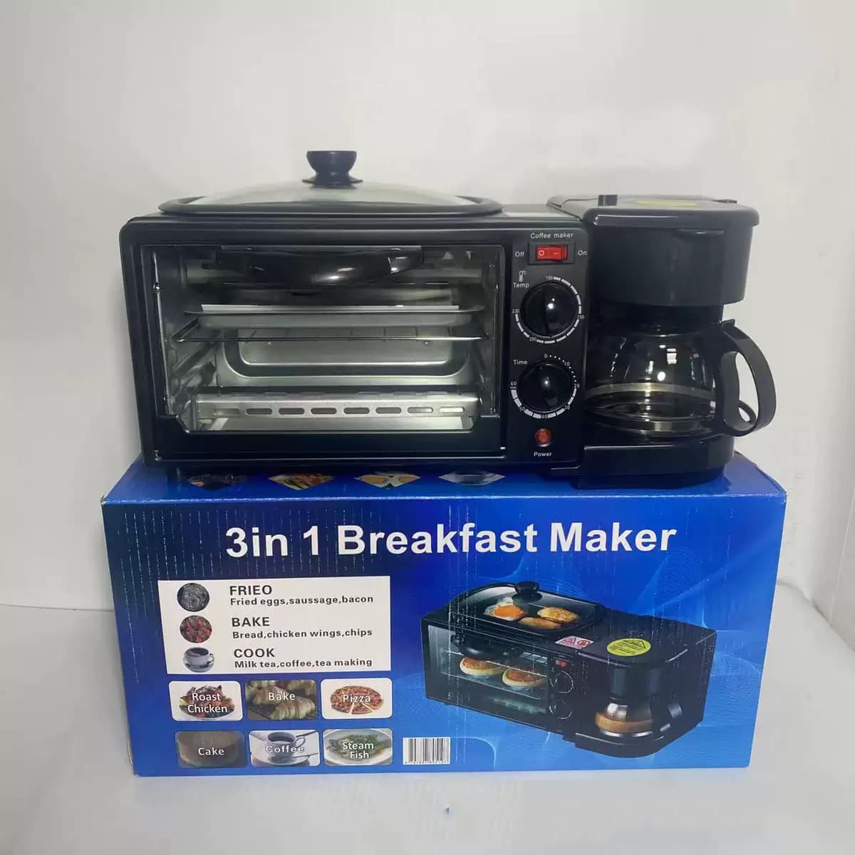 Cross-border 3-in-1 Breakfast Machine, Home Multi-Function Toaster Oven Coffee Maker Bread Machine Factory