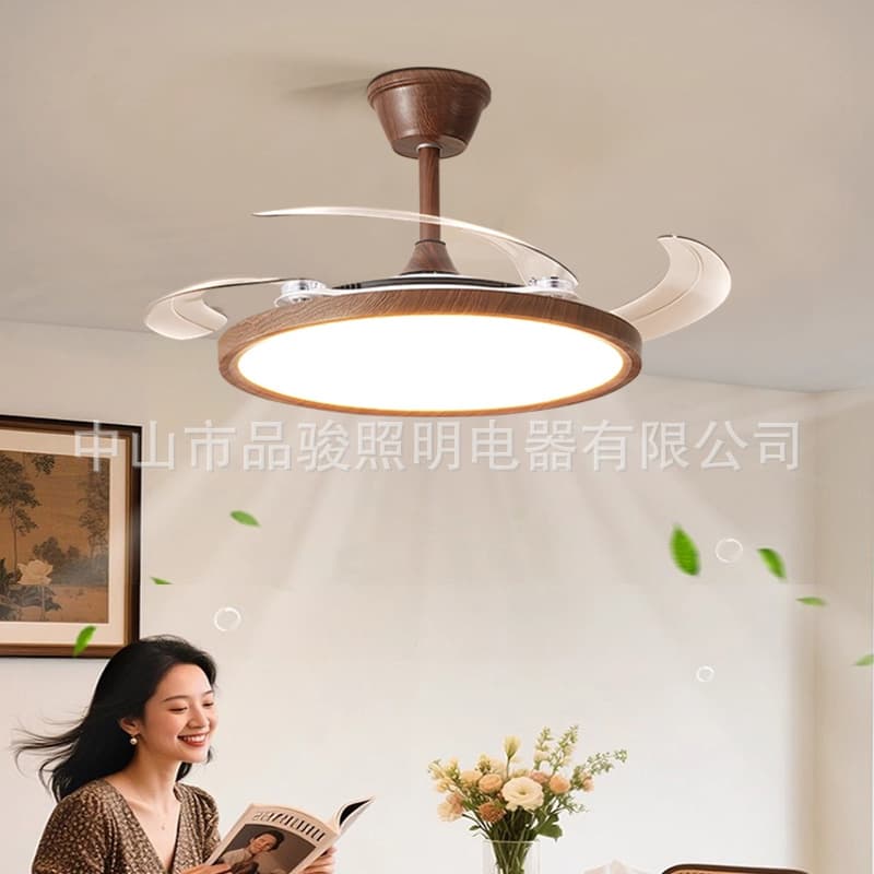 Retro-style Ultra-thin Invisible Fan Light, Modern Minimalist Dining Room Bedroom Ceiling Fan Light, Vintage Ceiling Fan with Variable Frequency
