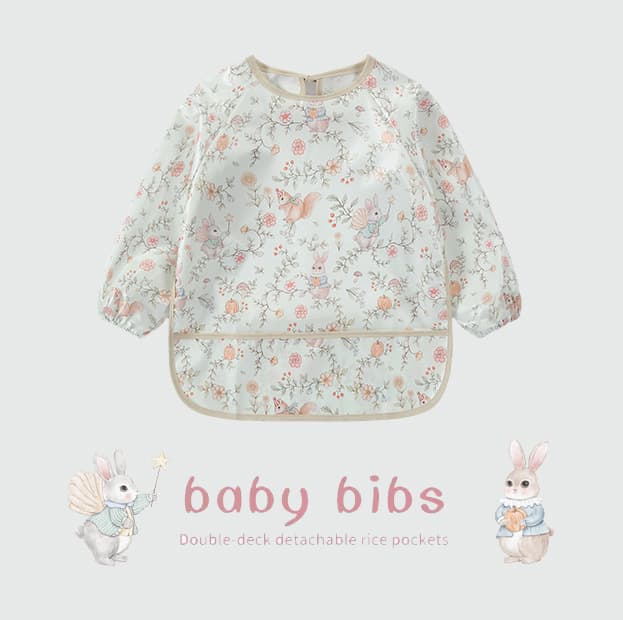 Danish Baby Bib Toddler Feeding Smock Children's Four-Season Waterproof Bib Oil-Proof Drool Bib Long-Sleeve Apron