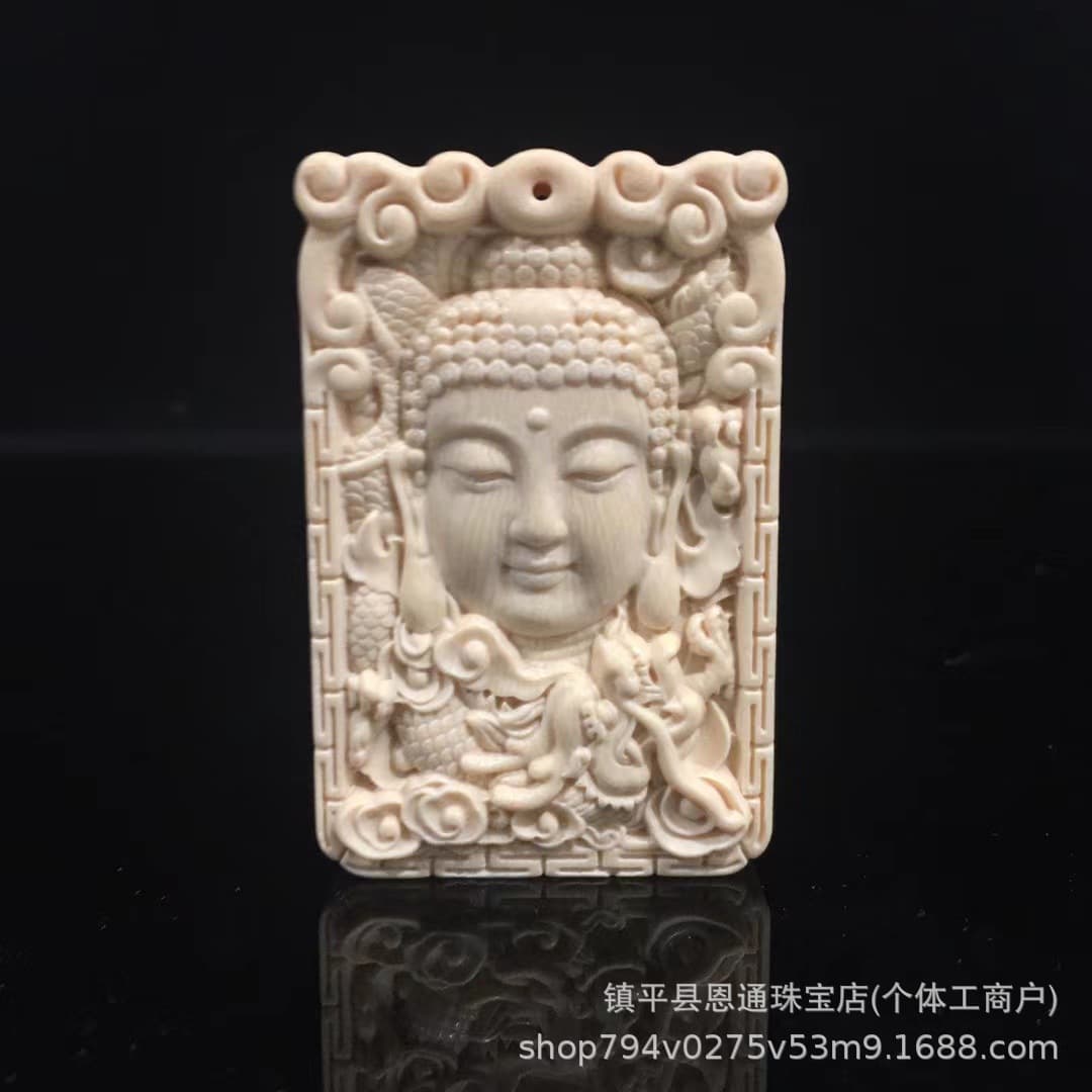 Pure natural live broadcast supply manufacturer wholesale mammoth ivory original leather original color handicrafts carving work pendant brand