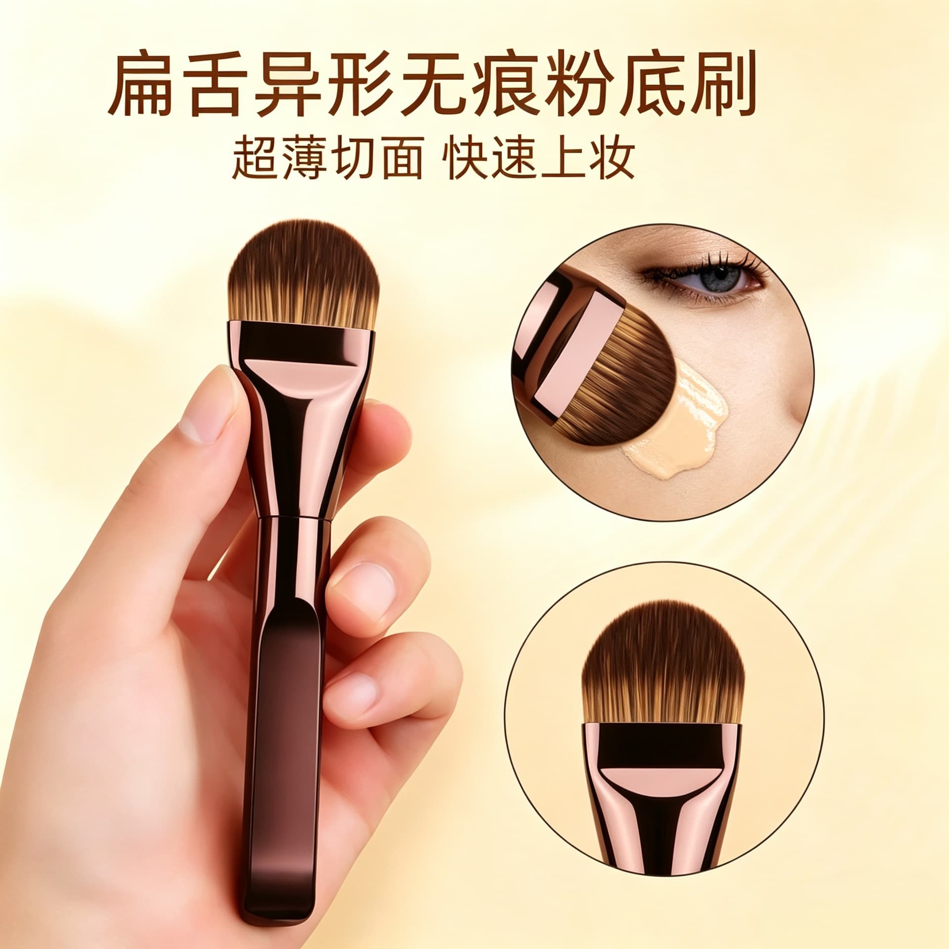 Factory Flat Tongue Foundation Brush, Flat Head, Non-Absorbent Foundation, Seamless Makeup Mask Brush, Concealer Brush Tool, Contour Brush