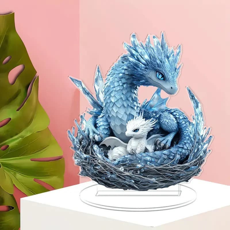 Cross-Border Charming Blue Acrylic Dragon Statue Pendant Decoration Birthday Graduation Gift Office Desk Home Decoration