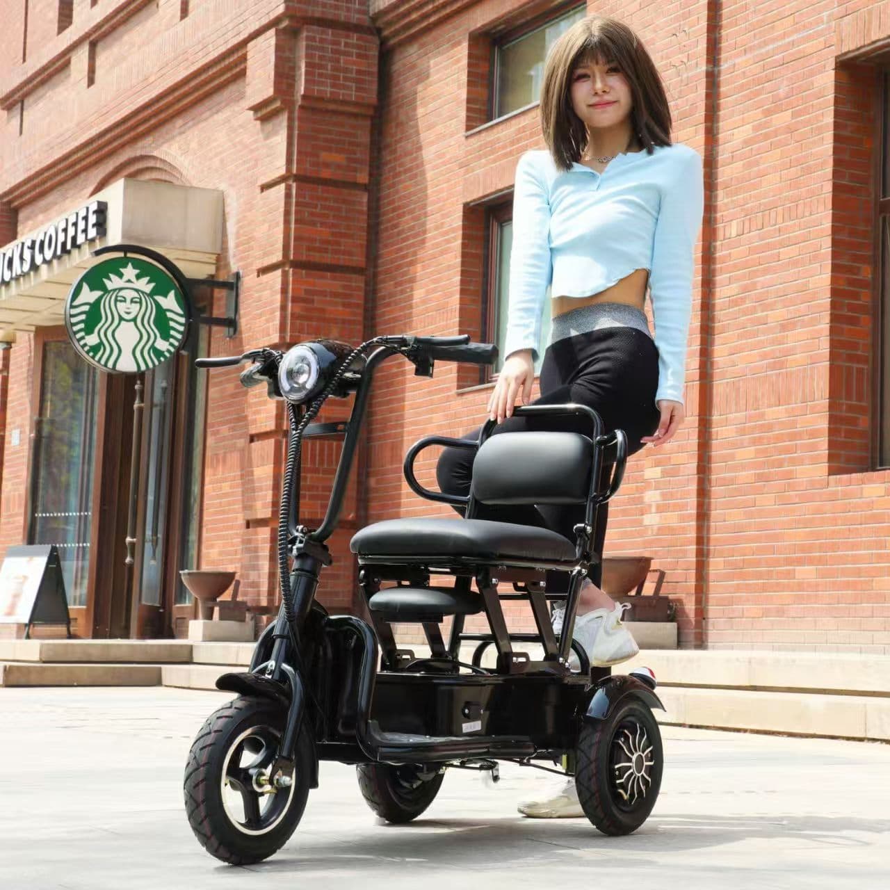 New Leisure Tricycle for Seniors, Foldable Mini Electric Scooter, Lightweight Electric Tricycle