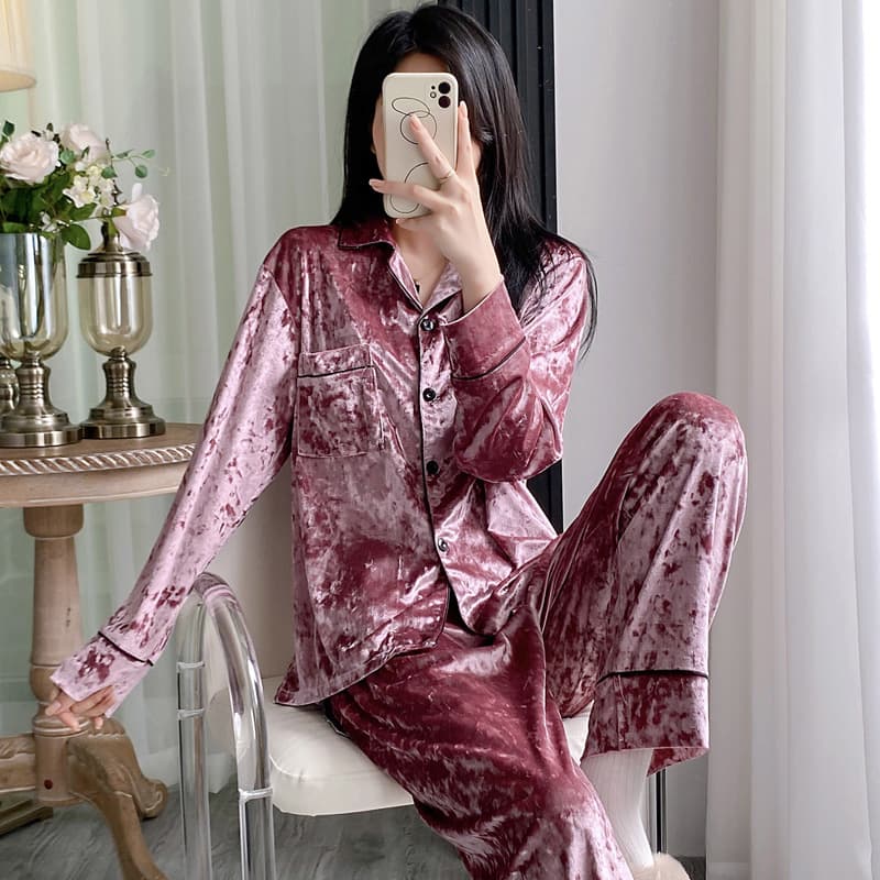 Velvet Sleepwear Loose Comfortable Autumn Winter Home Clothes Women's Popular Style Casual Leisure Home Suit New Hot Sale
