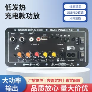 Rechargeable Amplifier Board Module with Bluetooth, Bass and Treble Adjustment, Heavy Bass, High Power Amplifier Mainboard for Audio System