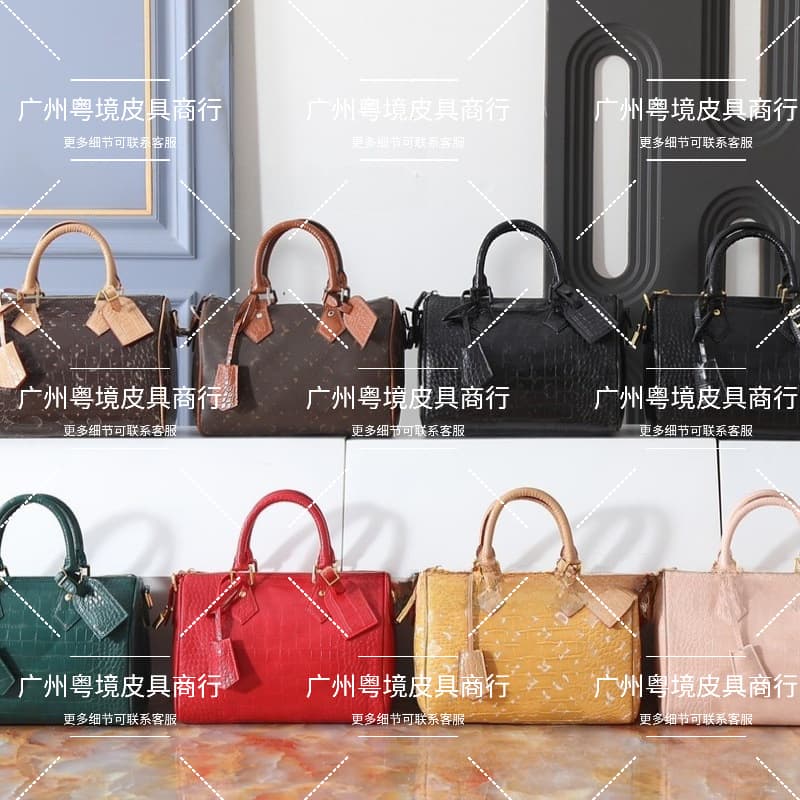 Cross-Border Wholesale of Lv Crocodile Leather Speedy Handbags, Large Capacity Pillow Bags, Crossbody Bags, Direct from the Factory