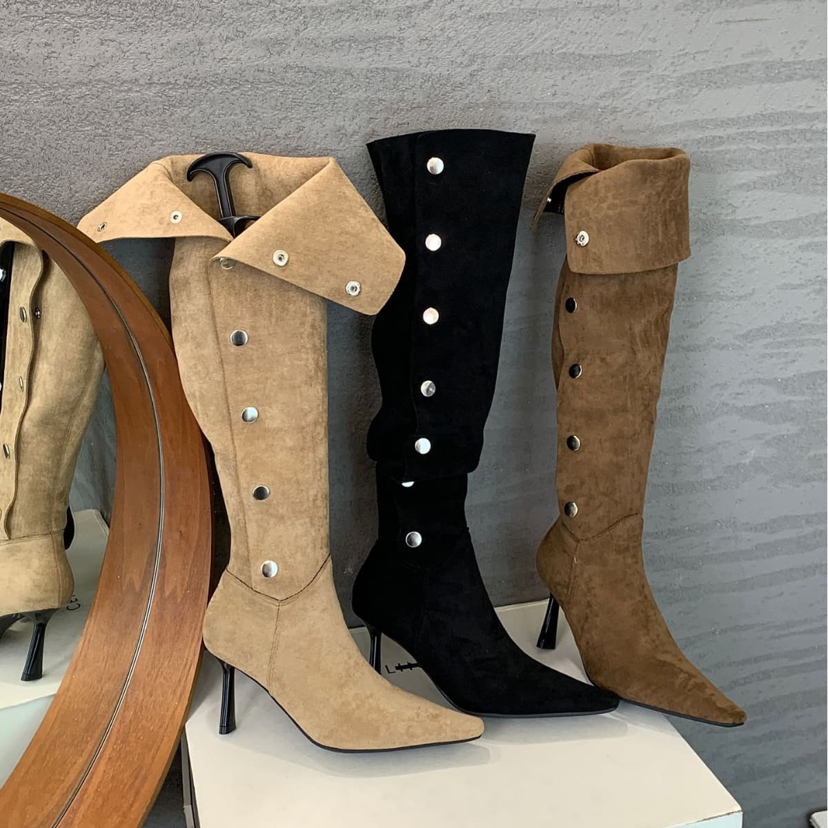 6625-3~Two-Way Foldable Stack Boots~High Heel French Pointed Toe Over-the-Knee Boots for Women 2024 New
