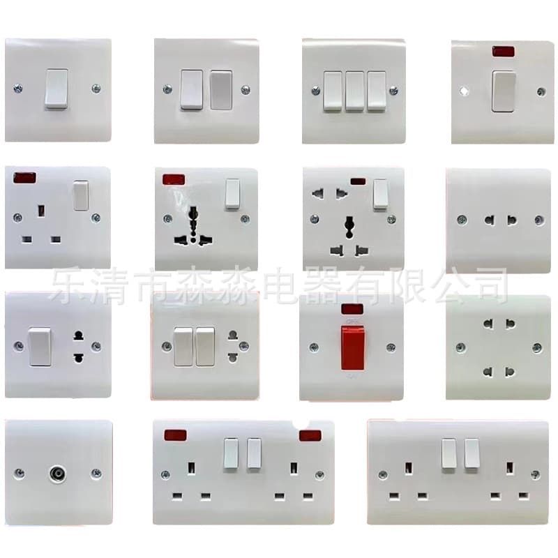 British Standard Bakelite Switch Panel 1-Gang 10A Double Multifunctional 3-Pin Socket for Central and South Africa, Africa